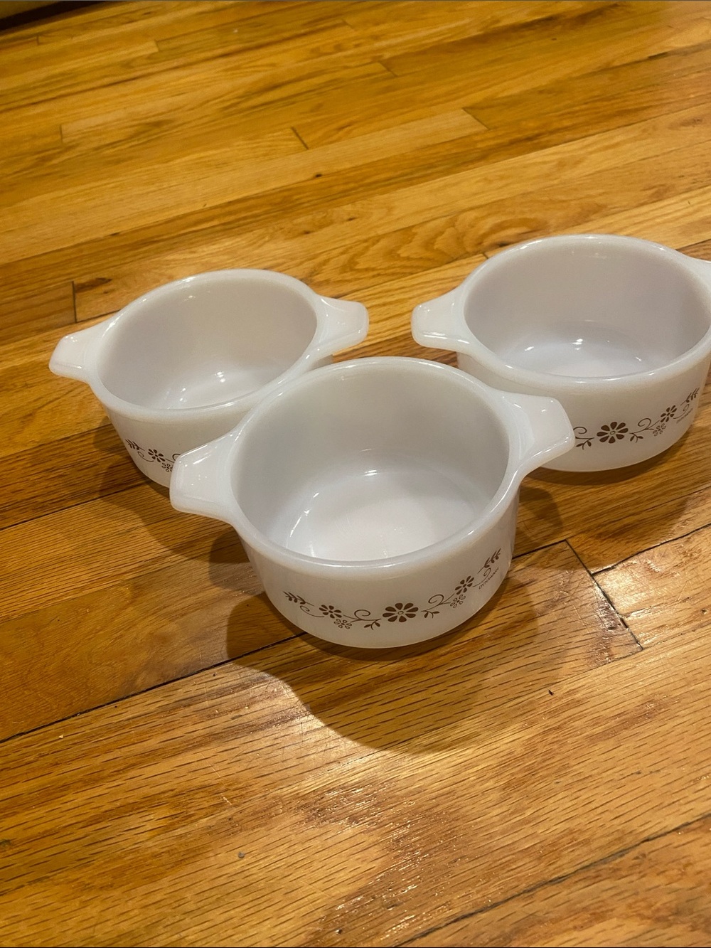 White Floral Milk Glass- Set of 3